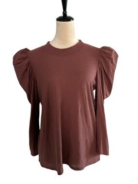 Nation LTD Women's Puff Shoulder Long Sleeve Top - Mauve Brown